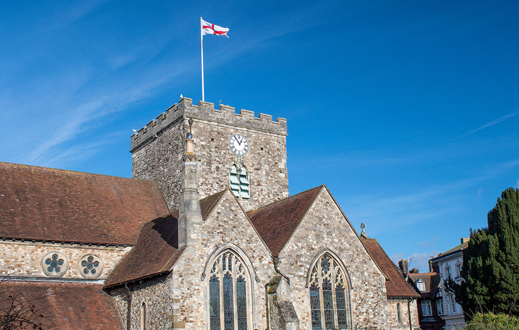St Faith Church in Havant an ancient building displaying the fla